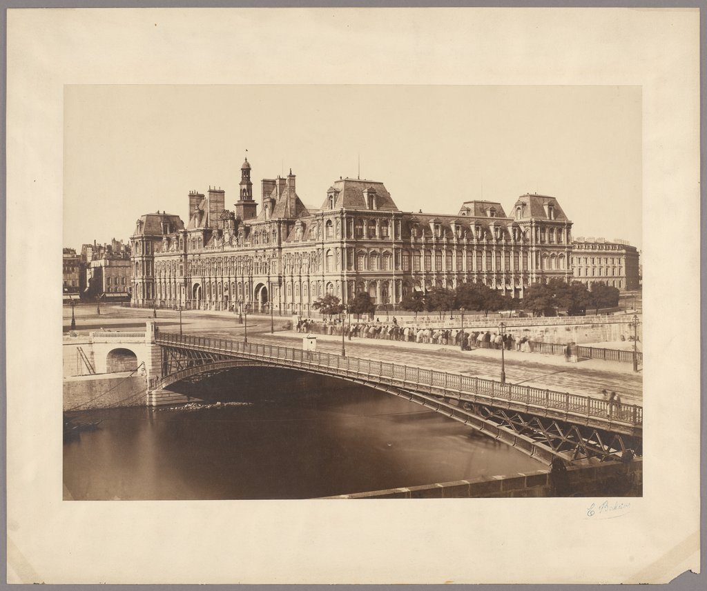 Paris: Blick auf Pont d'Arcole and City Hall, Édouard Baldus