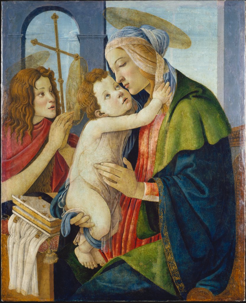 Madonna and Child with the Infant St. John, Sandro Botticelli;  workshop