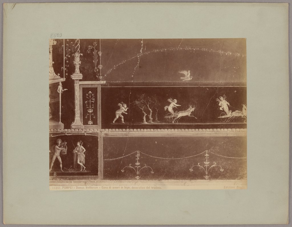 Pompeii: Domus Vettiorum, Chariot Lovers' Race, triclinium decoration, No. 11241, Giacomo Brogi