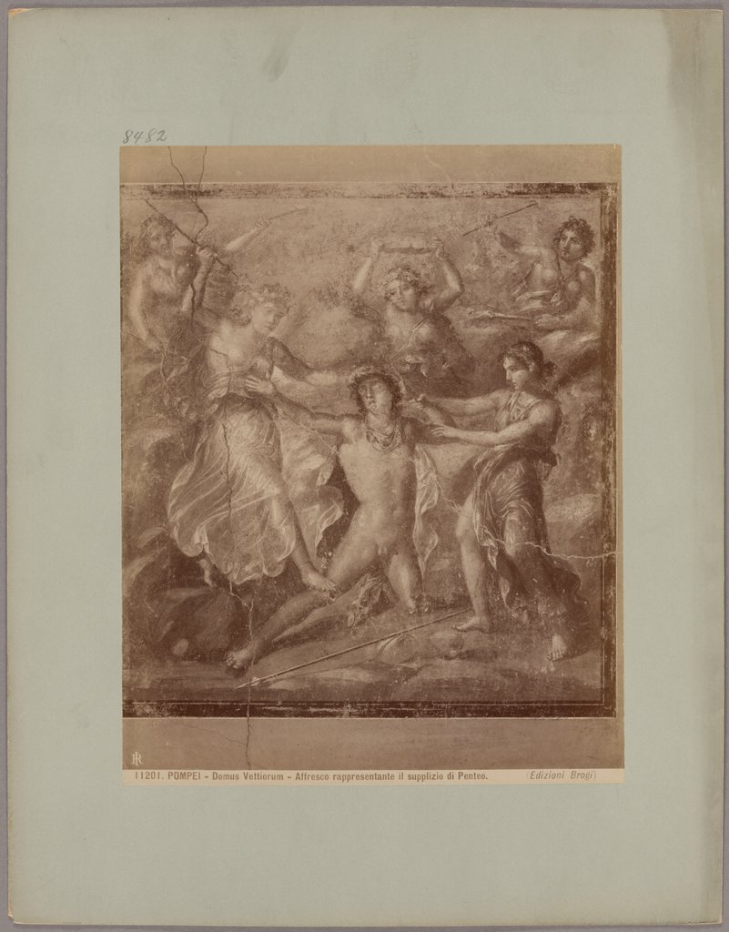 Pompeii: Domus Vettiorum, Fresco representing the torment of Pentheus, No. 11201, Giacomo Brogi