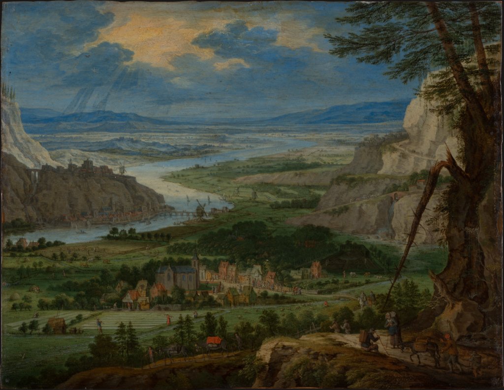 River Landscape with Travelers, Peeter Gijsels