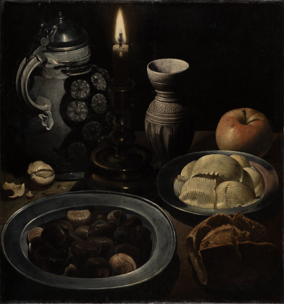 Still Life with Roasted Chestnuts, Gottfried de Wedig;  zugeschrieben