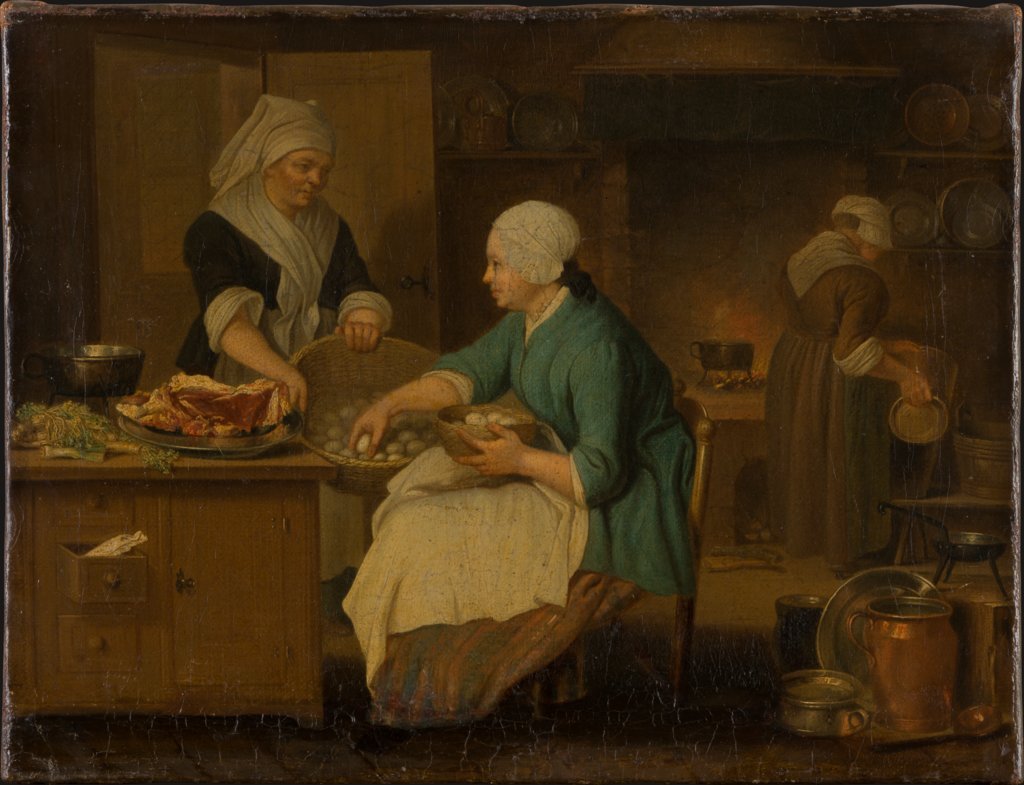 Kitchen Interior with Three Women, Justus Juncker