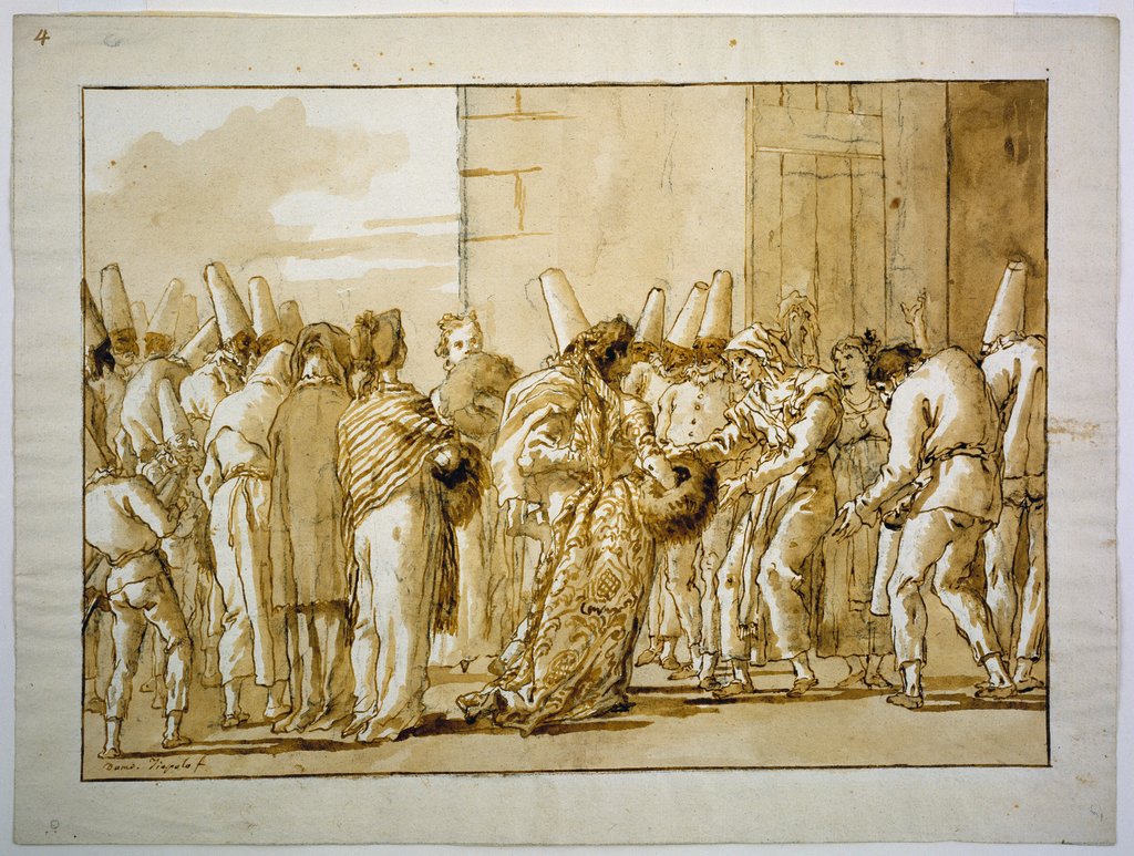 Punchinella's Father Brings Home His Bride, Giovanni Domenico Tiepolo