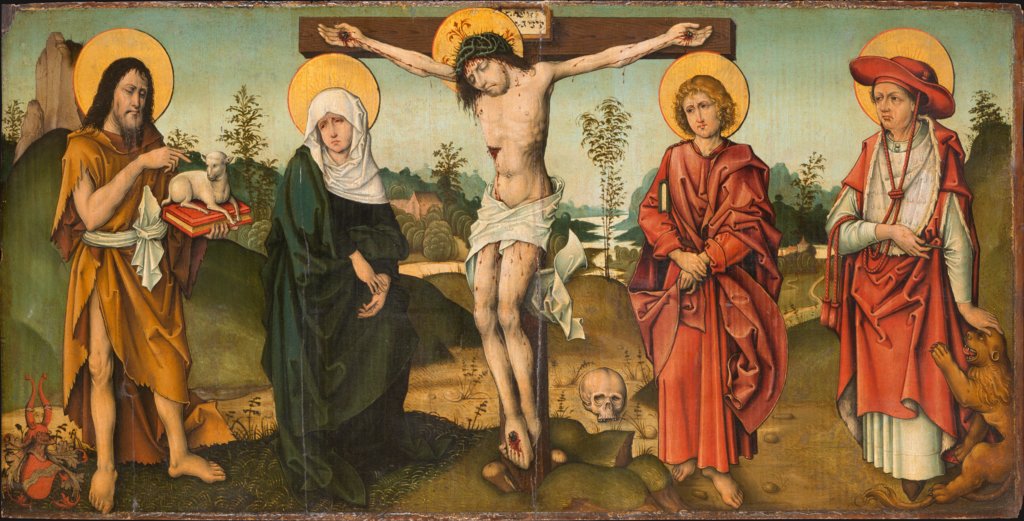 The Crucifixion with St John the Baptist and St Jerome, Master of the Breidenbach Epitaph;  and workshop