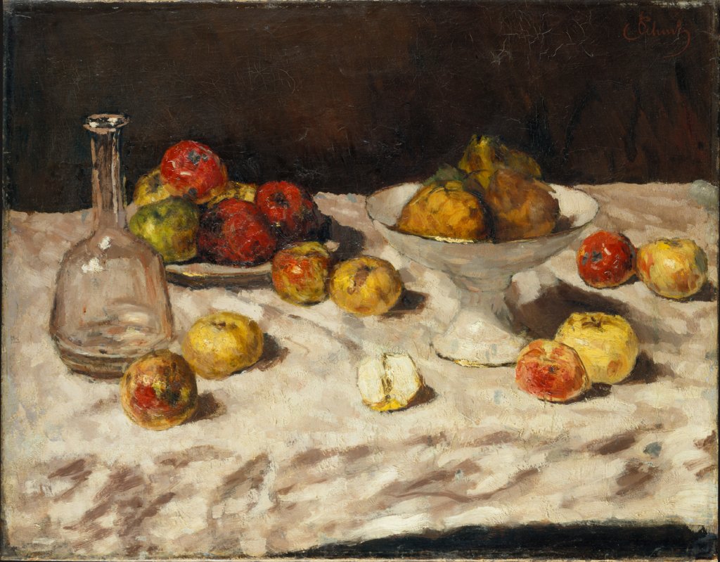 Still Life with Apples, Pears and a Carafe, Carl Schuch