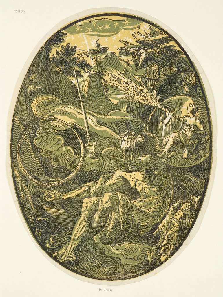Demogorgon in the Cave of Eternity, from the Series 'Demogorgon and the Deities', Hendrick Goltzius
