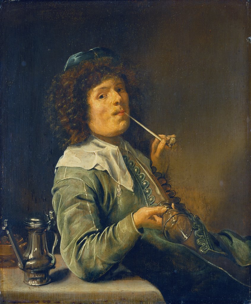 Man Smoking and Holding an Empty Wine Glass, Jan Miense Molenaer