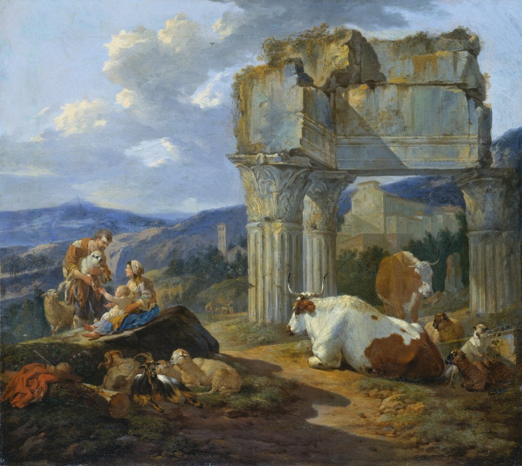 Shepherd's Family at the Ruins of the Temple of Vespasian, Johann Heinrich Roos