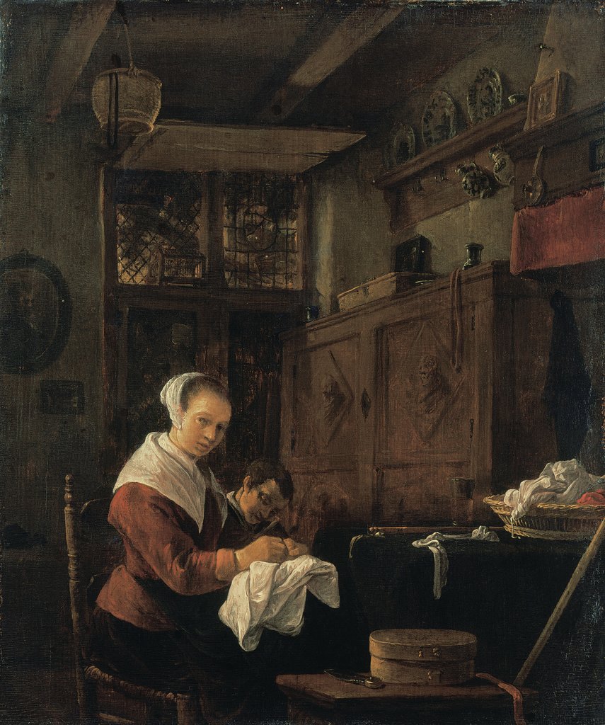 Woman at Her Sewing Table, Thomas Wijck