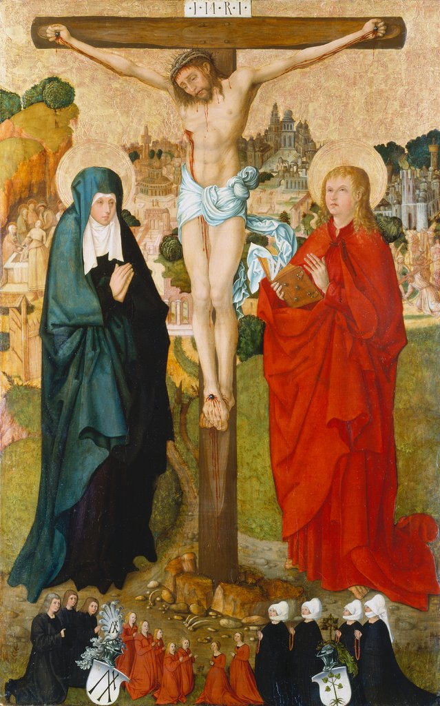 The Crucifixion with Donor Portraits of Wigand Märkel and His Family, Frankfurt Master ca. 1500, Hans Kaldenbach;  workshop ?
