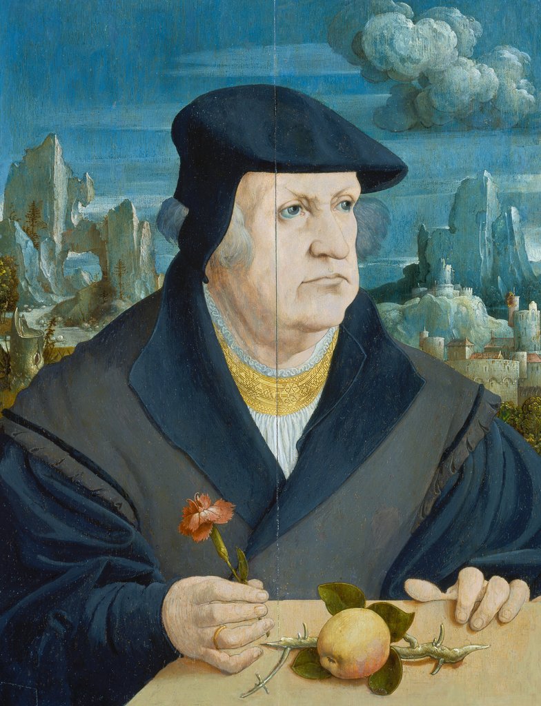 Portrait of a Man in a Landscape holding a Carnation, Gerlach Flicke;   ?
