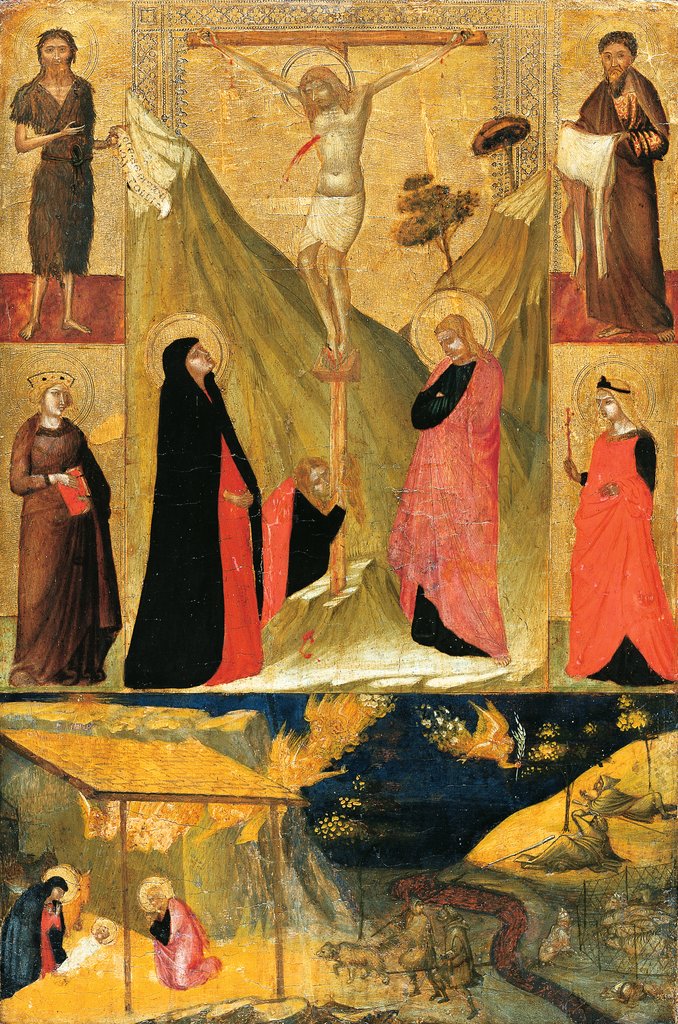 The Crucifixion, the Nativity and Saints, Ambrogio Lorenzetti